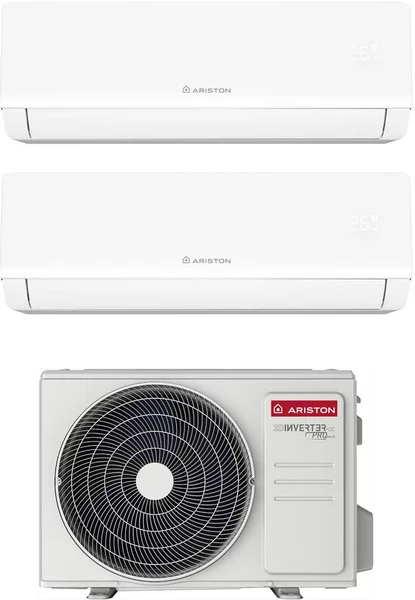 Ariston Climatizzatore Dual Split Inverter 9000+12000 Btu Condizionatore con Pompa di Calore Classe A++/A+ Wi-Fi (Unit Interna + Unit Esterna) -