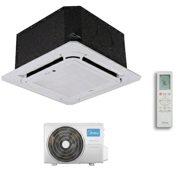 MIDEA Climatizzatore a Cassetta 4 Vie 12000 Btu Monosplit Condizionatore con Pompa di Calore Classe A++/A+ Pannello e Comando Inlusi (Unit Interna