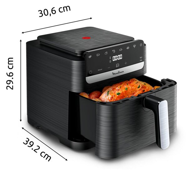 Moulinex Friggitrice ad Aria XL Capacit 7,5 Litri Potenza 2020 Watt con Timer Termostato Regolabile e Ciotola Antiaderente colore Nero - EZ8618 Ea
