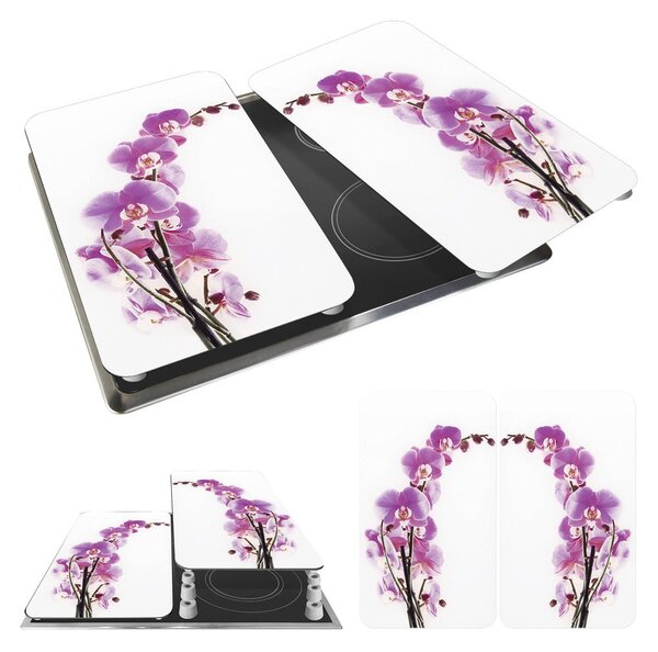Set di 2 copri stufe in vetro Orchidea, 52 x 30 cm Orchid Blossom - Wenko