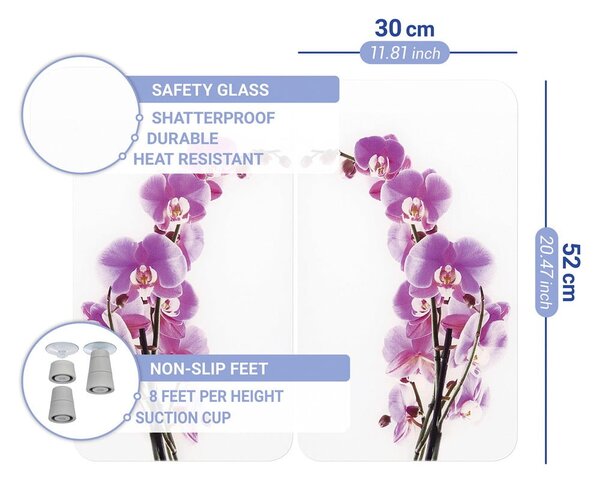 Set di 2 copri stufe in vetro Orchidea, 52 x 30 cm Orchid Blossom - Wenko