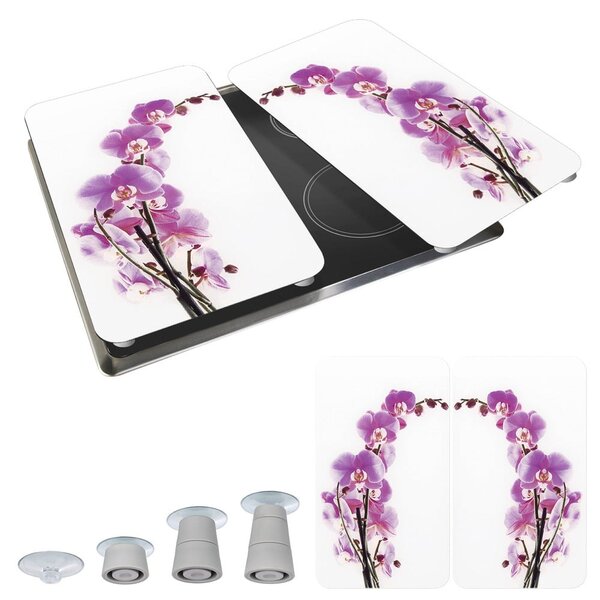 Set di 2 copri stufe in vetro Orchidea, 52 x 30 cm Orchid Blossom - Wenko