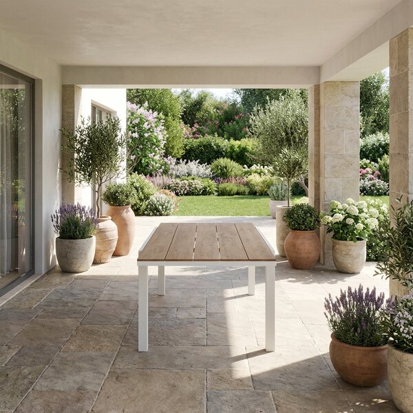VivaGarden OUTLET - Tavolo da Giardino Allungabile Rettangolare in Polywood/Alluminio Dimensioni 160-240x95x75 cm colore Bianco - Cindy