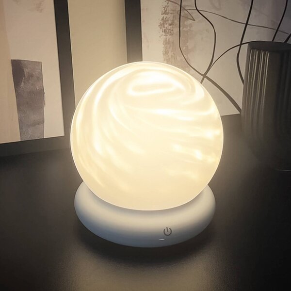 Briloner Lampada da tavolo LED ricaricabile LUSTRO, bianca, Ø 15 cm, RGBW, touchdim dimmerabile, Bianco / Opale, Soggiorno / Sala da pranzo, Plastica, Moderno