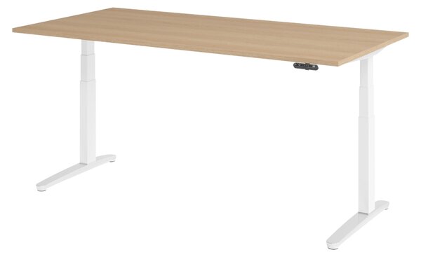 Scrivania elettrica bümö XBHM - Dimensioni: 200 x 100 cm, finitura: rovere, struttura: bianco/alluminio lucido