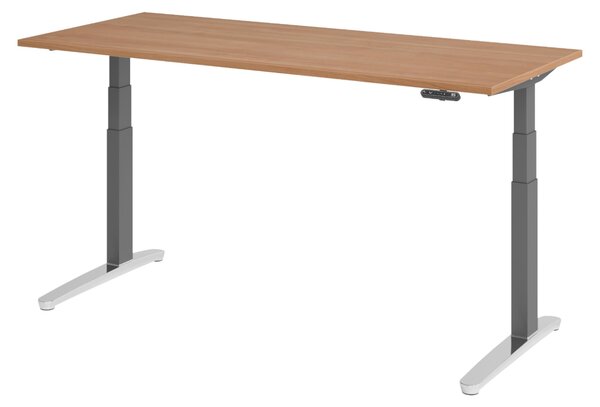 Scrivania elettrica bümö XBHM - Decorazione: noce, dimensioni: 180 x 80 cm, telaio: grafite/alluminio lucido