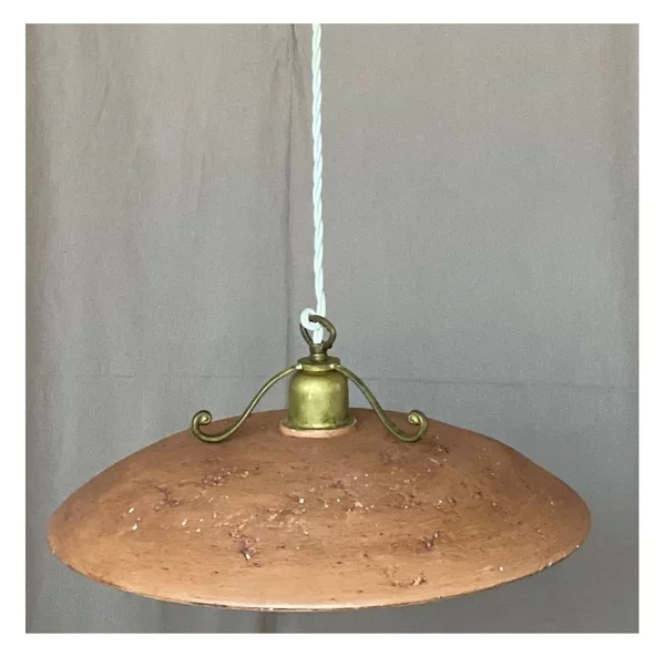 ANTICO TOSCANO LAMPADARIO A SOSPENSIONE DIAMETRO 40 CM CON PIATTO IN TERRACOTTA