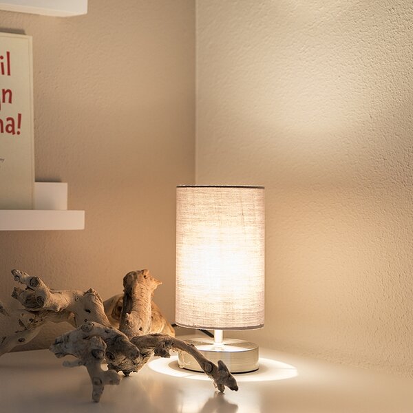 Lampada da tavolo moderna grigia con acciaio - Milo 2