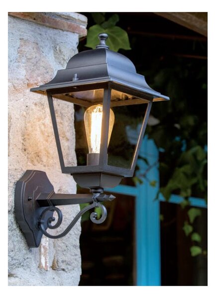 AMALFI LAMPADA PARETE PER ESTERNO GRANDE ALLUMINIO COLORE NERO CON VETRO TRASPARENTE