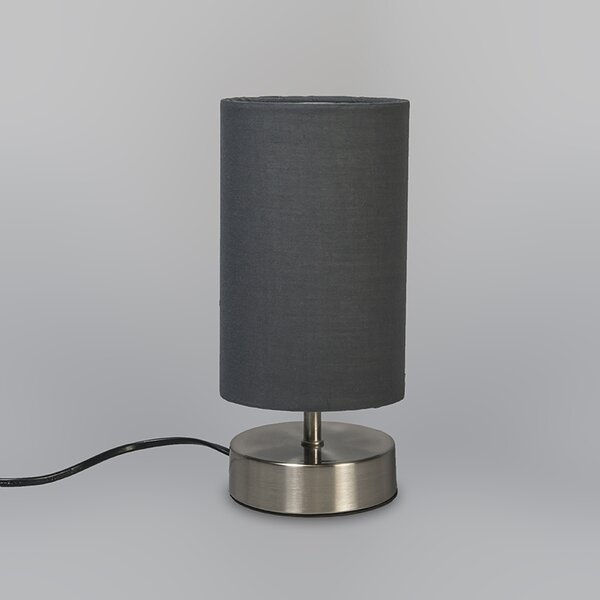 Lampada da tavolo moderna grigia con acciaio - Milo 2