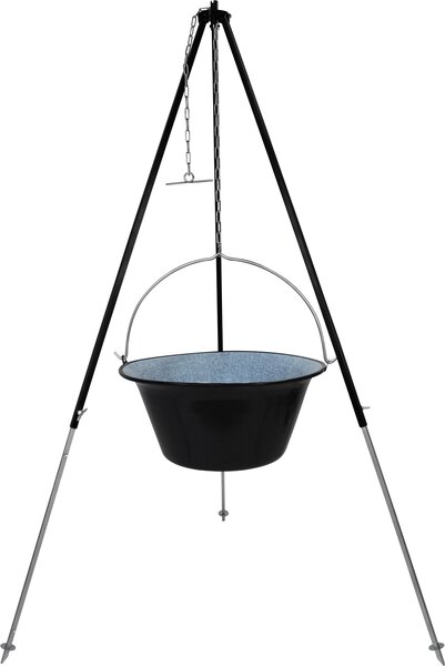 Bollitore per gulasch Bollitore per feste da 30 litri e treppiede da 180 cm