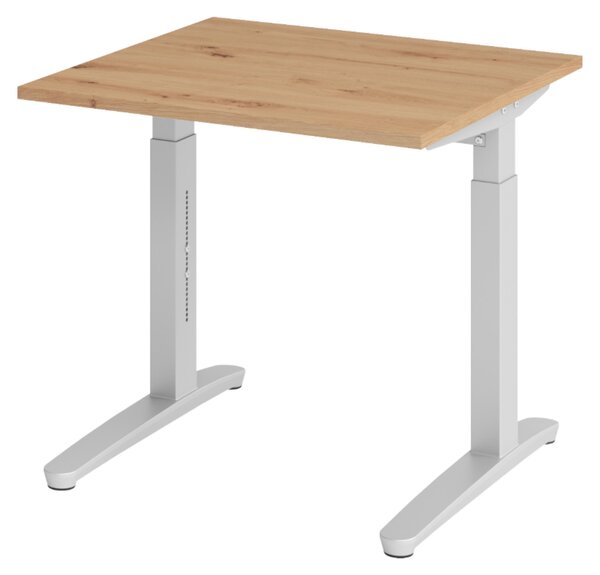 Bümö Scrivania Serie-XB - Struttura: argento, Decorazione: rovere nodoso, Dimensioni: 80 x 80 cm