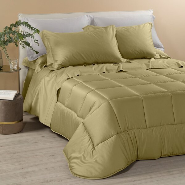 Trapunta In Raso Di Cotone Raso Matrimoniale Dreaming Tinta Unita Green Caleffi