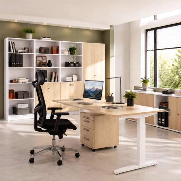 Scrivania bümö serie XB - Decorazione: rovere nodoso, struttura: grafite, dimensioni: 180 x 80 cm