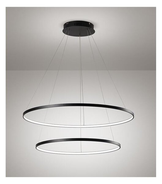 2336 SOSPENSIONE ANELLI DIAMETRO 80-60 CM A LED INTEGRATA DA 58W REGOLABILE MONTATURA BIANCA