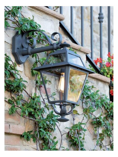 ELEGANCE APPLIQUE LANTERNA PER ESTERNO IN ALLUMINIO ANTRACITE E DIFFUSORI IN VETRO