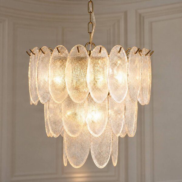 Lampada a sospensione Dorothy Lucande, dimmerabile, Ottone / Oro, Soggiorno / Sala da pranzo, Vetro, Vintage, Lampada a sospensione