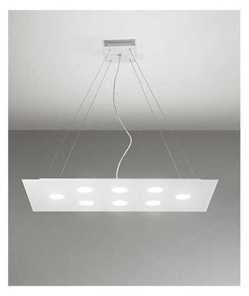 2079X FLET LAMPADARIO RETTANGOLARE 8 E 2 LUCI LED SOSTITUIBILI METALLO BIANCO