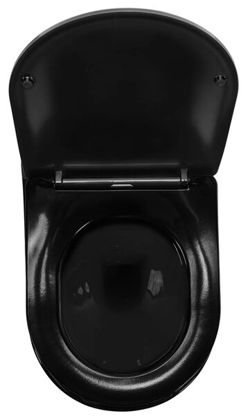 Vaso WC sospeso Rea CARLO Mini Rimless Duroplast Flat Black Gold Edge