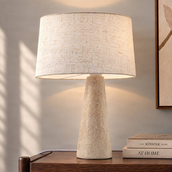Lampada da tavolo Peyton Lucande, Crema / Ambra, Soggiorno / Sala da pranzo, Pietra, Design, Lampada da tavolo