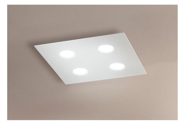 2078P FLET PLAFONIERA QUADRATA 4 LUCI SOSTITUIBILI ALLUMINIO BIANCO MODERNA