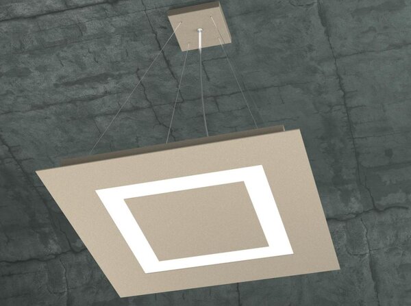 CARPET SOSPENSIONE IN 2 COLORI LATO 48 CM A LED 74W LAMPADINE SOSTITUIBILI