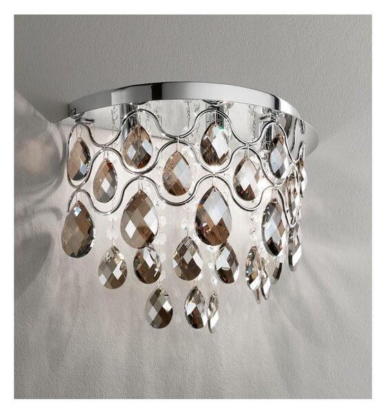 AFFRALUX HEMIDARK APPLIQUE CON CRISTALLI FUME' LAMPADINE SOSTITUIBILI