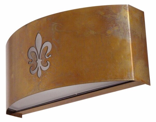 GORGONA GIGLIO APPLIQUE PER ESTERNO FASCIA OTTONE IP66 CON DISEGNO FRONTALE
