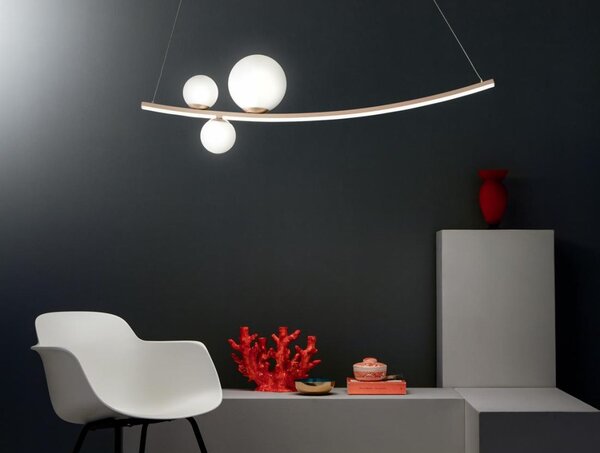 ALTALENA SOSPENSIONE LAMPADARIO ORO O BIANCA LED DIMMERABILE 48W 4800LM DI ONDALUCE