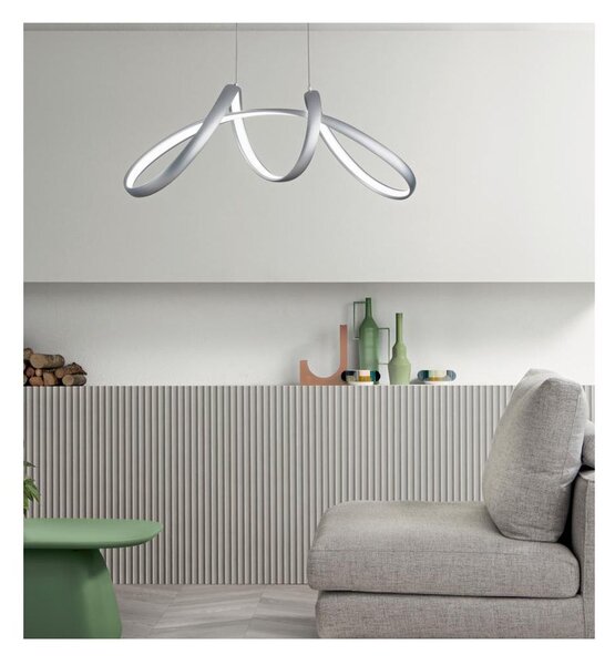 LUMEN SO 85 SOSPENSIONE GRIGIO SILVER LED 54W MODERNA DI ONDALUCE