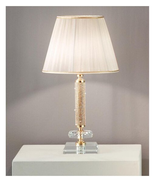 DIDO LAMPADA DA TAVOLO O ABAT JOUR IN CRISTALLO E METALLO ELEGANTE E CLASSICA DIAMETRO CM 25 5 COLORI