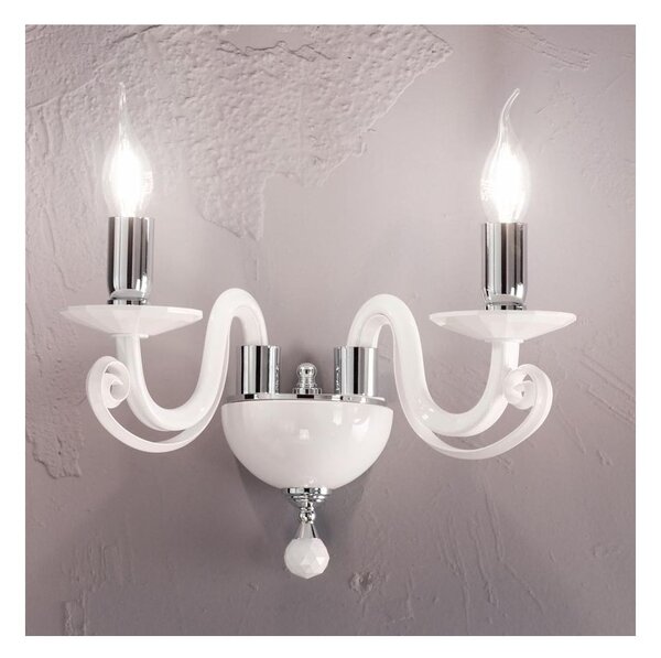 CHERUBINI APPLIQUE A 2 LUCI CLASSICA ED ELEGANTE IN CRISTALLO E VETRO TRASPARENTE 3 FINITURE DI ONDALUCE
