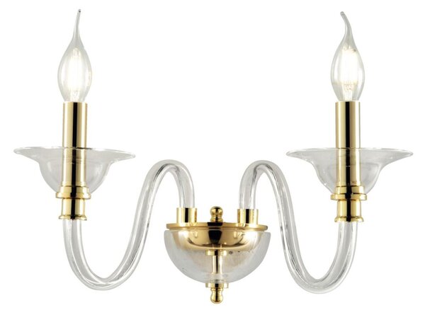 TEBE LAMPADA A PARETE CLASSICA CON 2 LUCI IN VETRO E CRISTALLO 6 COLORI DI ONDALUCE