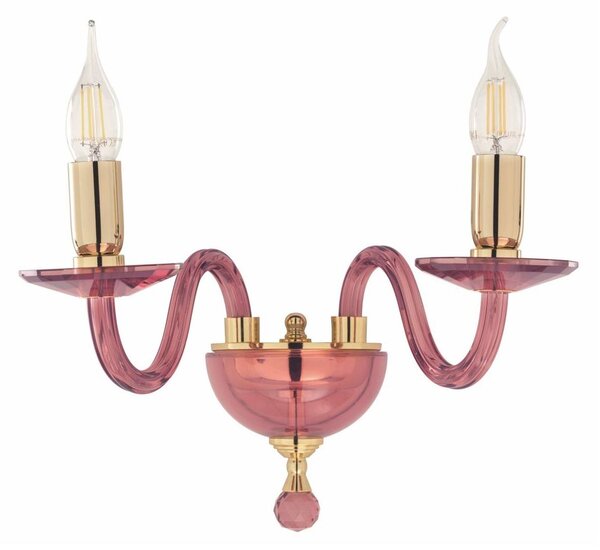 PAGANINI LAMPADA A PARETE CLASSICA CON 2 LUCI IN VETRO LAVORATO A MANO 7 COLORI DISPONIBILI
