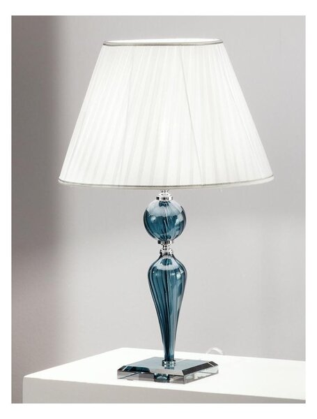 VILLA LAMPADA DA TAVOLO GRANDE IN VETRO LAVORATO A MANO CLASSICA D40 CM 6 COLORI ONDALUCE