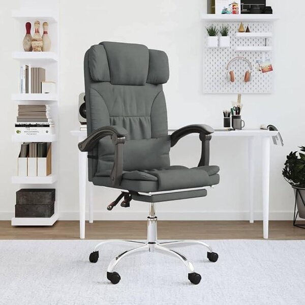 Sedia da ufficio ergonomica con funzione massaggio, regolabile in altezza, girevole con braccioli e schienale, sedia da computer in tessuto color grigio scuro, ideale per l'ufficio domestico, lo studio, la sala conferenze, portata massima: 110 kg