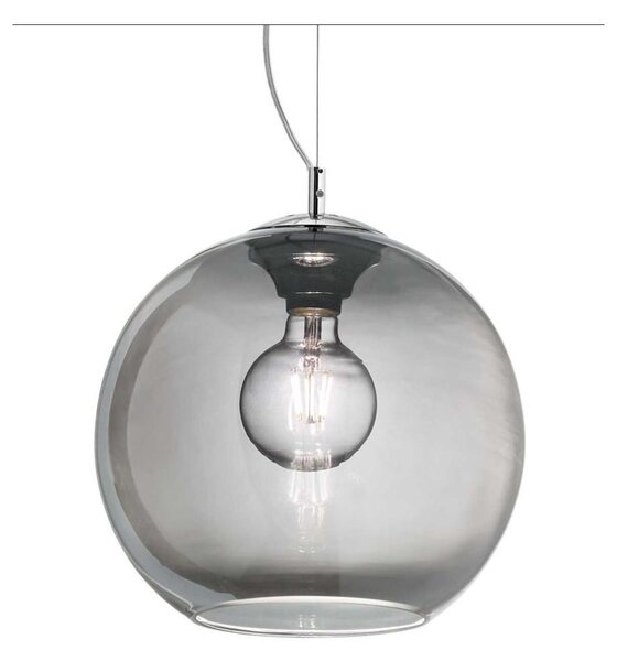 NEMO LAMPADARIO A SOSPENSIONE SINGOLO CON SFERA DIAMETRO CM 50 IN VETRO SOFFIATO FUME