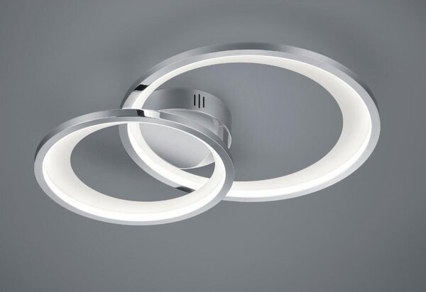 GRANADA PLAFONIERA MODERNA CON DOPPIO CERCHIO LED 29W LUCE 3000K DIMMERABILE CROMO O NERA