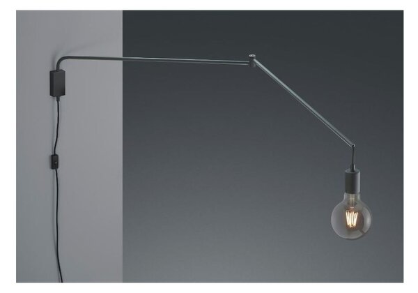 LINE APPLIQUE CON BRACCIO SNODATO IN METALLO NERO CON LAMPADINA A VISTA