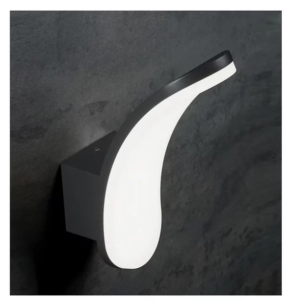 VIRGOLA APPLIQUE DA ESTERNO IP65 LUCE 3000K E 4000K MODERNO IN ALLUMINIO A LED 12W ANTRACITE DI SOVIL