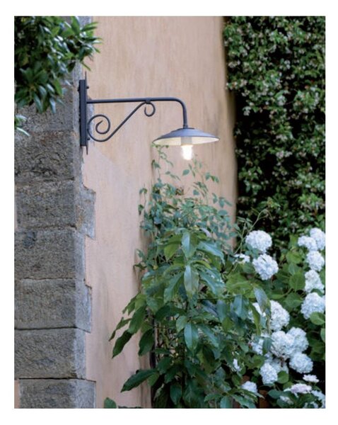 BORGO APPLIQUE DA ESTERNO LUNGA PICCOLA ANTRACITE CON PIATTO INTERNO BIANCO DI SOVIL
