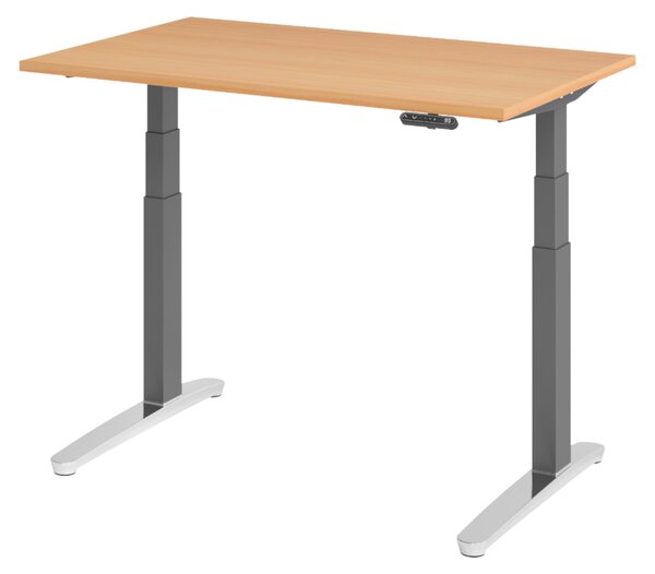 Scrivania elettrica bümö XBHM - Decorazione: faggio, dimensioni: 120 x 80 cm, telaio: grafite/alluminio lucido