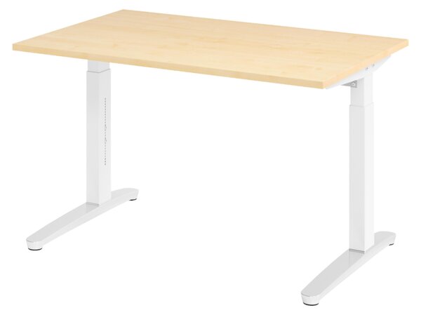 Scrivania bümö Serie XB - Decorazione: acero, dimensioni: 120 x 80 cm, struttura: bianco/alluminio lucido