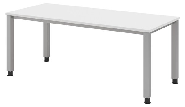 Scrivania bümö Serie Q - Finitura: bianco, struttura: argento, dimensioni: 180 x 80 cm