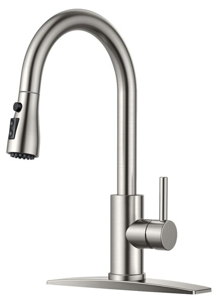 Rubinetto da cucina con erogatore estraibile e design ad arco alto