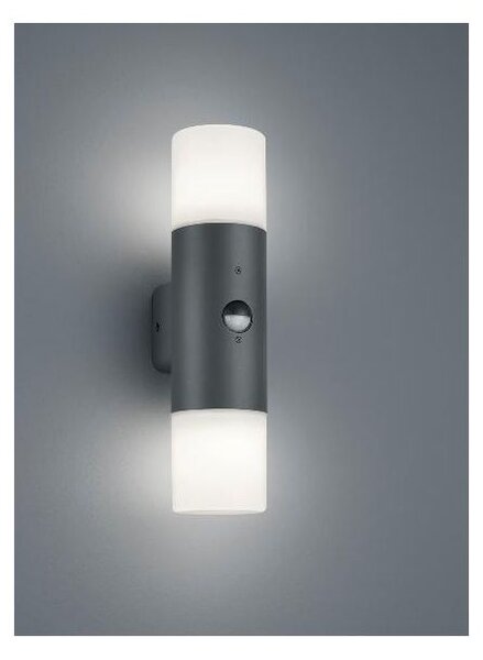 HOOSIC APPLIQUE CON SENSORE DI MOVIMENTO 2 LUCI DA ESTERNI IP44 ANTRACITE ATTACCO 2XE27 MODERNO