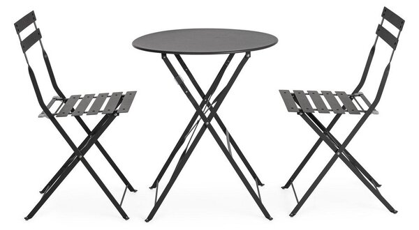 Set da pranzo da giardino color antracite in acciaio per 2 persone Austin – Bizzotto