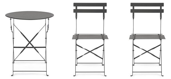 Set da pranzo da giardino color antracite in acciaio per 2 persone Austin – Bizzotto