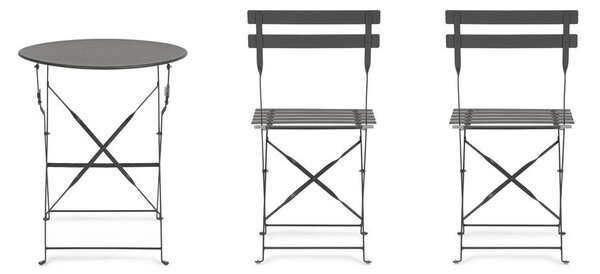 Set da pranzo da giardino color antracite in acciaio per 2 persone Austin – Bizzotto