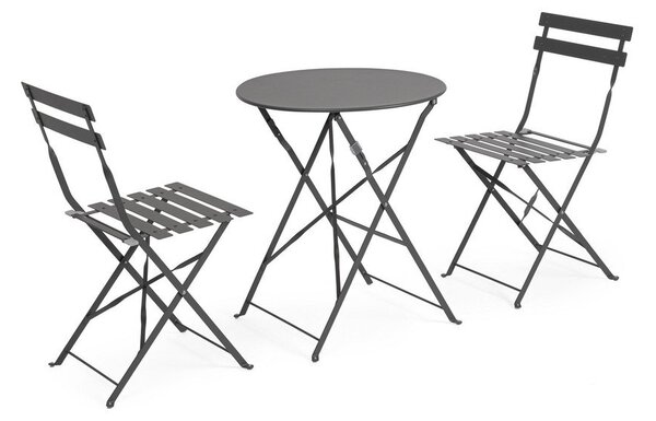 Set da pranzo da giardino color antracite in acciaio per 2 persone Austin – Bizzotto